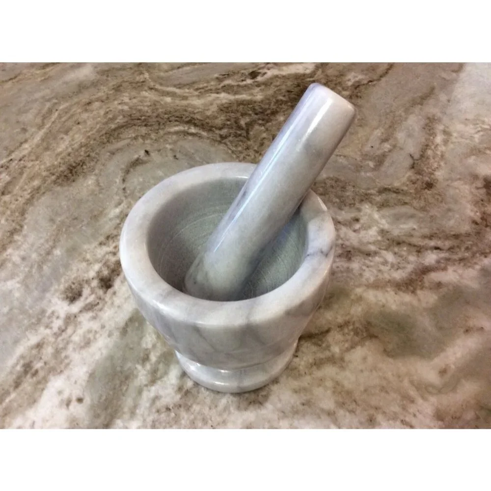 Mortar And Pestle. Norpro. 4"x4". Gray And White Marble. New. - Picture 3 of 9
